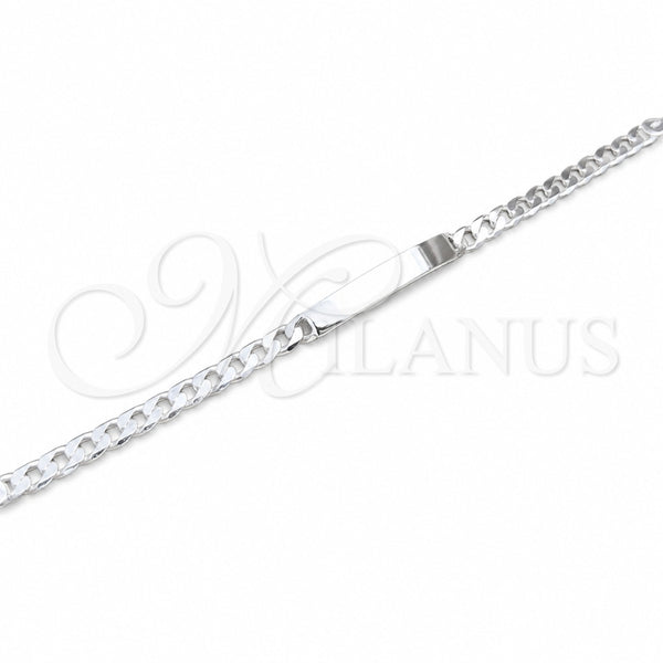 Sterling Silver ID Bracelet, Curb Design, Polished, Silver Finish, 04.420.0026.09.1 (200 Gauge, Thickness, 9 Inches Length)