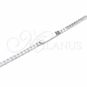 Sterling Silver ID Bracelet, Curb Design, Polished, Silver Finish, 04.420.0026.09.1 (200 Gauge, Thickness, 9 Inches Length)