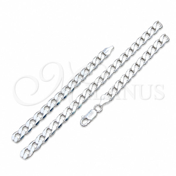 Sterling Silver Basic Necklace, Curb Design, Polished, Silver Finish, 04.420.0027.24 (180 Gauge, 07 MM Thickness, 24 Inches Length)