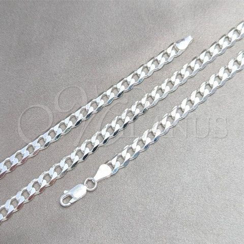 Sterling Silver Basic Necklace, Curb Design, Polished, Silver Finish, 04.420.0028.22