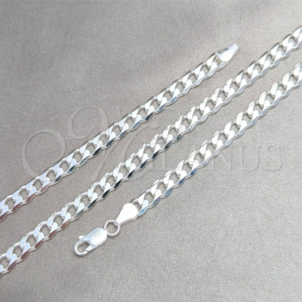 Sterling Silver Basic Necklace, Curb Design, Polished, Silver Finish, 04.420.0028.20