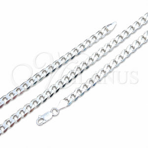 Sterling Silver Basic Necklace, Curb Design, Polished, Silver Finish, 04.420.0028.20 (150 Gauge, 06 MM Thickness, 20 Inches Length)