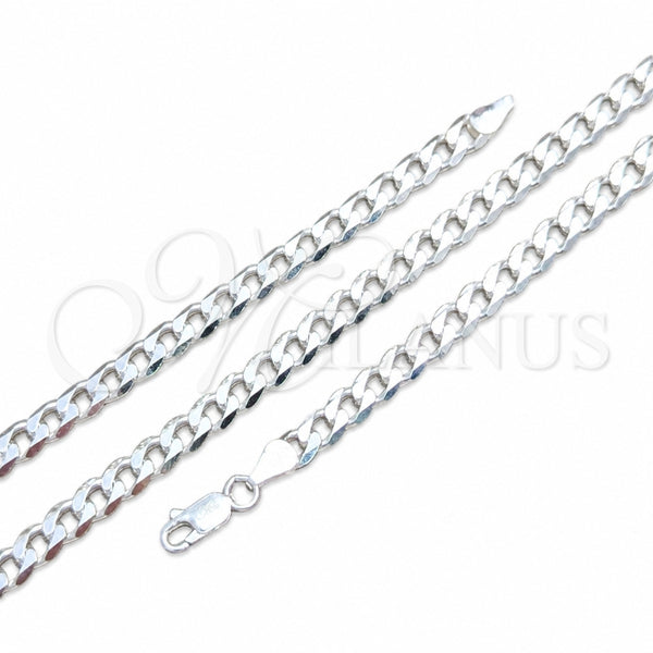 Sterling Silver Basic Necklace, Curb Design, Polished, Silver Finish, 04.420.0028.20 (150 Gauge, 06 MM Thickness, 20 Inches Length)