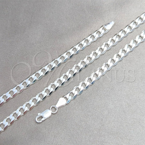 Sterling Silver Basic Necklace, Curb Design, Polished, Silver Finish, 04.420.0028.20 (150 Gauge, 06 MM Thickness, 20 Inches Length)