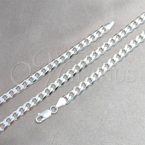 Sterling Silver Basic Necklace, Curb Design, Polished, Silver Finish, 04.420.0028.20 (150 Gauge, 06 MM Thickness, 20 Inches Length)