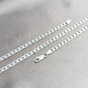 Sterling Silver Necklace — Basic Necklace Curb Design Polished 04. Gauge Thickness — main product view — SKU 159747 | Plata 925 collar — básico Necklace Curb diseño pulido 04. Gauge Thickness — SKU 159747