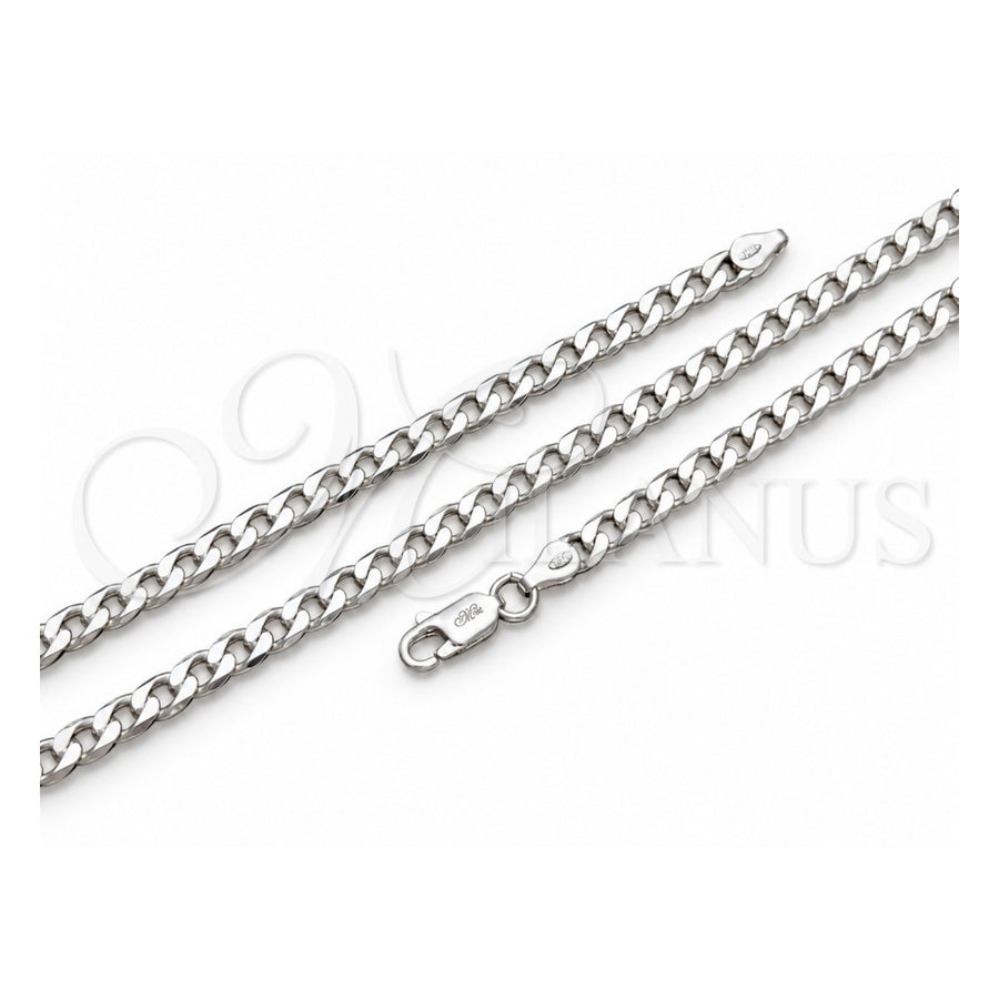 Sterling Silver Basic Anklet, Curb Design, Polished, Silver Finish, 03.420.0029.10 (120 Gauge, Thickness, 10 Inches Length)
