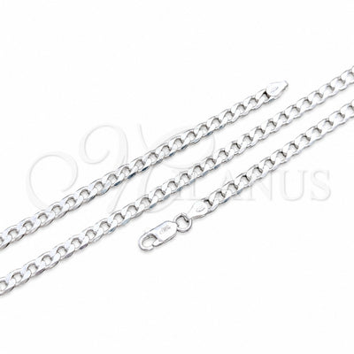 Sterling Silver Basic Anklet, Curb Design, Polished, Silver Finish, 03.420.0029.10 (120 Gauge, Thickness, 10 for wholesale, main product view