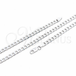 Sterling Silver Basic Anklet, Curb Design, Polished, Silver Finish, 03.420.0029.10 (120 Gauge, Thickness, 10 Inches Length)