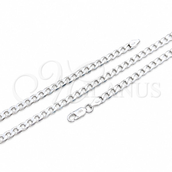 Sterling Silver Basic Anklet, Curb Design, Polished, Silver Finish, 03.420.0029.10 (120 Gauge, Thickness, 10 Inches Length)