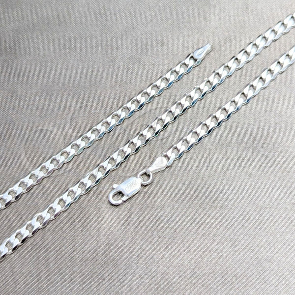 Sterling Silver Basic Necklace, Curb Design, Polished, Silver Finish, 04.420.0031.24 (100 Gauge, 04 MM Thickness, 24 Inches Length)