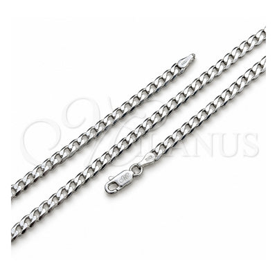 Sterling Silver Basic Necklace, Curb Design, Polished, Silver Finish, 04.420.0031.22 (100 Gauge, 04 MM Thickness, 22 Inches Length)