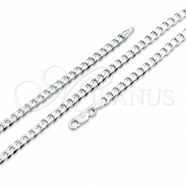 Sterling Silver Basic Necklace, Curb Design, Polished, Silver Finish, 04.420.0031.22 (100 Gauge, 04 MM Thickness, 22 Inches Length)