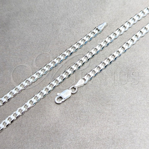 Sterling Silver Basic Necklace, Curb Design, Polished, Silver Finish, 04.420.0031.22 (100 Gauge, 04 MM Thickness, 22 Inches Length)