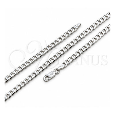 Sterling Silver Basic Necklace, Curb Design, Polished, Silver Finish, 04.420.0031.16 (100 Gauge, 04 MM Thickness, 16 Inches Length)