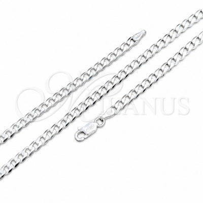 Sterling Silver Basic Necklace, Curb Design, Polished, Silver Finish, 04.420.0031.16 (100 Gauge, 04 MM for wholesale, main product view
