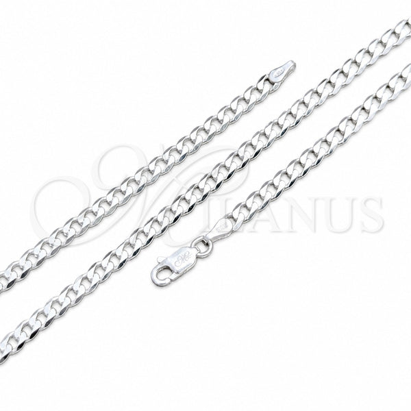 Sterling Silver Basic Necklace, Curb Design, Polished, Silver Finish, 04.420.0031.16 (100 Gauge, 04 MM Thickness, 16 Inches Length)
