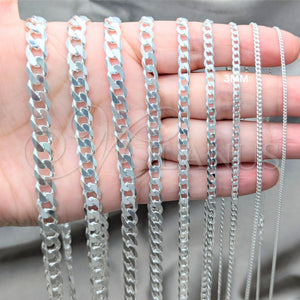 Sterling Silver Necklace — Basic Necklace Curb Design Polished 04. 0.80 Gauge — alternate product view — SKU 159758 | Plata 925 collar — básico Necklace Curb diseño pulido 04. 0.80 Gauge — SKU 159758