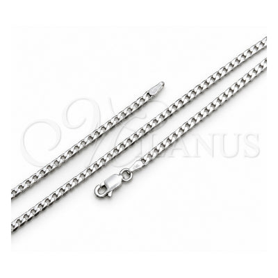 Sterling Silver Basic Necklace, Curb Design, Polished, Silver Finish, 04.420.0032.18 (0.80 Gauge, 03 MM Thickness, 18 Inches Length)
