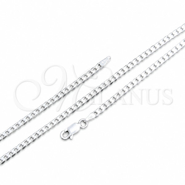 Sterling Silver Basic Necklace, Curb Design, Polished, Silver Finish, 04.420.0032.18 (0.80 Gauge, 03 MM Thickness, 18 Inches Length)