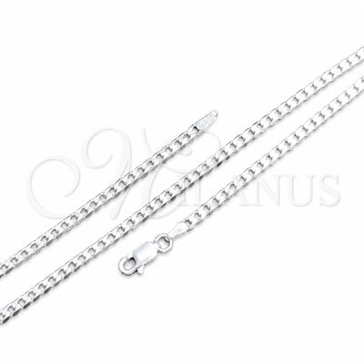 Sterling Silver Basic Necklace, Curb Design, Polished, Silver Finish, 04.420.0032.18 (0.80 Gauge, 03 MM for wholesale, main product view
