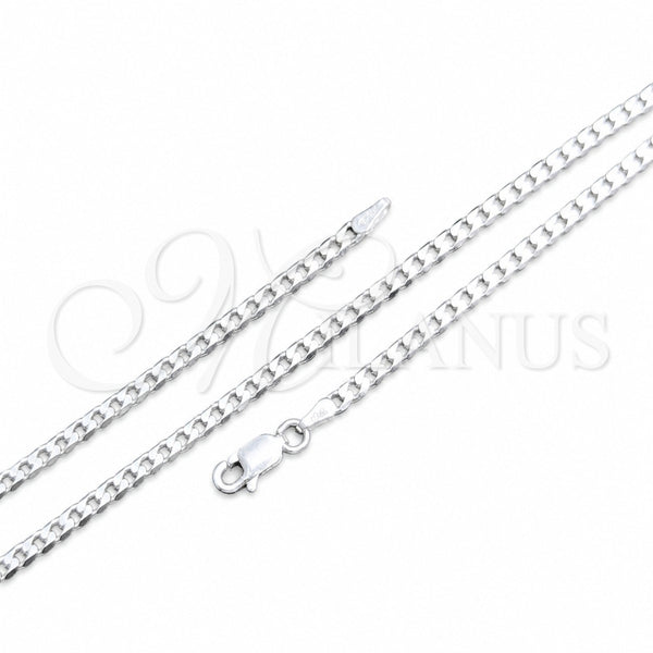 Sterling Silver Basic Necklace, Curb Design, Polished, Silver Finish, 04.420.0032.18 (0.80 Gauge, 03 MM Thickness, 18 Inches Length)