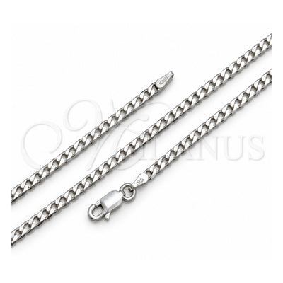 Sterling Silver Basic Necklace, Curb Design, Polished, Silver Finish, 04.420.0032.16 (0.80 Gauge, 03 MM Thickness, 16 Inches Length)