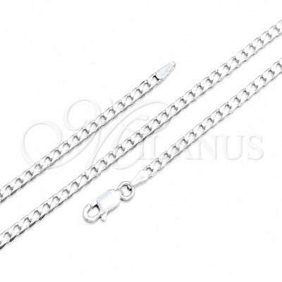 Sterling Silver Basic Necklace, Curb Design, Polished, Silver Finish, 04.420.0032.16 (0.80 Gauge, 03 MM for wholesale, main product view