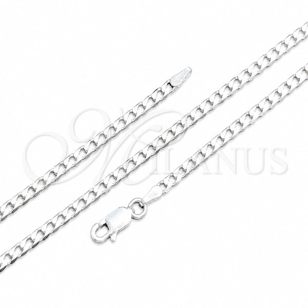 Sterling Silver Basic Necklace, Curb Design, Polished, Silver Finish, 04.420.0032.16 (0.80 Gauge, 03 MM Thickness, 16 Inches Length)