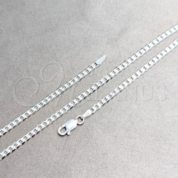 Sterling Silver Basic Necklace, Curb Design, Polished, Silver Finish, 04.420.0032.16 (0.80 Gauge, 03 MM Thickness, 16 Inches Length)