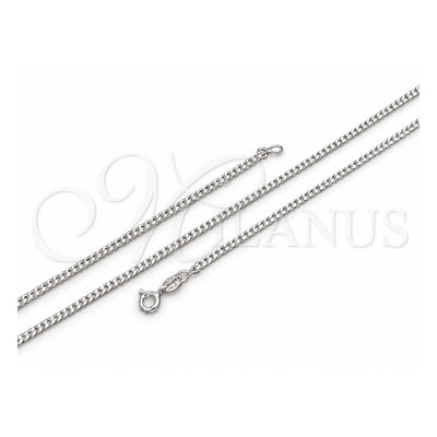 Sterling Silver Basic Necklace, Curb Design, Polished, Silver Finish, 04.420.0033.16 (0.60 Gauge, Thickness, 16 Inches Length)