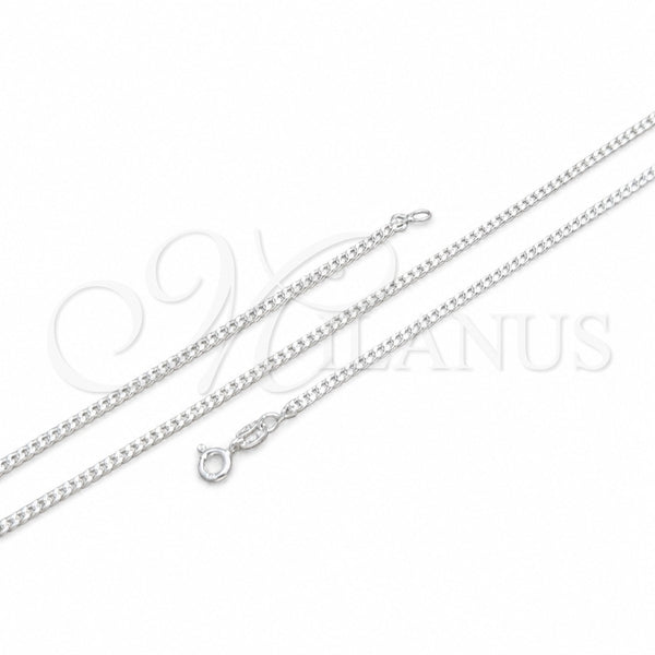 Sterling Silver Basic Necklace, Curb Design, Polished, Silver Finish, 04.420.0033.16 (0.60 Gauge, Thickness, 16 Inches Length)