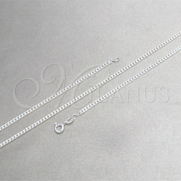 Sterling Silver Basic Anklet, Curb Design, Polished, Silver Finish, 03.420.0033.10 (0.60 Gauge, Thickness, 10 Inches Length)