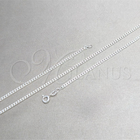 Sterling Silver Basic Anklet, Curb Design, Polished, Silver Finish, 03.420.0033.10 (0.60 Gauge, Thickness, 10 Inches Length)