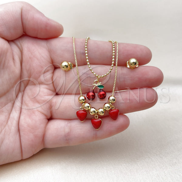 Gold Filled Ring — Necklace and Earring Cherry and Heart Design Red — alternate product view — SKU 159771 | Oro Laminado anillo — Necklace and Earring Cherry and corazón diseño Red — SKU 159771