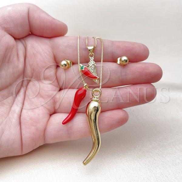 Gold Filled Ring — Necklace and Earring Chili and Box Design with — alternate product view — SKU 159773 | Oro Laminado anillo — Necklace and Earring Chili and Box diseño with — SKU 159773