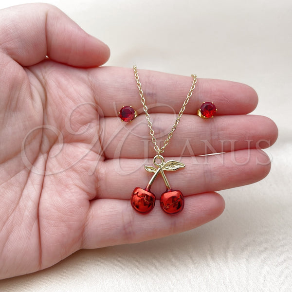 Gold Filled Ring — Earring and Pendant Adult Set Cherry Design with — alternate product view — SKU 159777 | Oro Laminado anillo — Earring and Pendant Adult Set Cherry diseño with — SKU 159777