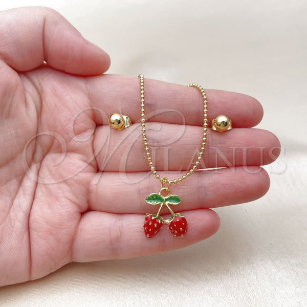 Gold Filled Ring — Earring and Pendant Adult Set Strawberry and Ball — alternate product view — SKU 159778 | Oro Laminado anillo — Earring and Pendant Adult Set Strawberry and Ball — SKU 159778