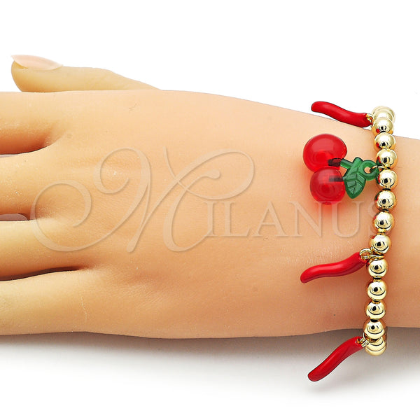 Gold Filled Bracelet — Fancy Bracelet Cherry and Chili Design with Garnet — alternate product view — SKU 159782 | Oro Laminado brazalete — elegante Bracelet Cherry and Chili diseño with Garnet — SKU 159782
