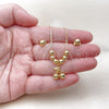Oro Laminado Necklace and Earring, Gold Filled Style Cherry and Ball Design, Polished, Golden Finish, 06.417.0025
