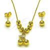 Oro Laminado Necklace and Earring, Gold Filled Style Cherry and Ball Design, Polished, Golden Finish, 06.417.0025