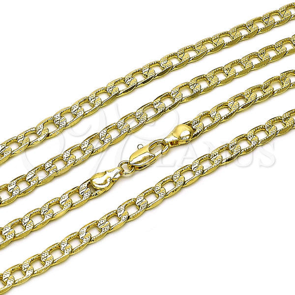 Gold Filled Necklace — Basic Necklace Pave Cuban Design Diamond Cutting 04. — main product view — SKU 159809 | Oro Laminado collar — básico Necklace Pave Cuban diseño Diamond Cutting 04. — SKU 159809