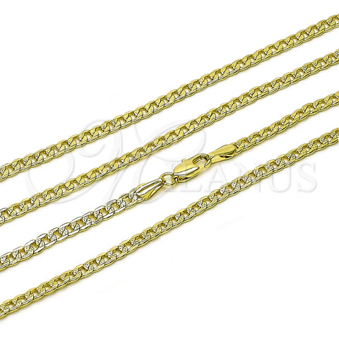 Oro Laminado Basic Necklace, Gold Filled Style Pave Cuban Design, Diamond Cutting Finish, Golden Finish, 04.213.0341.24