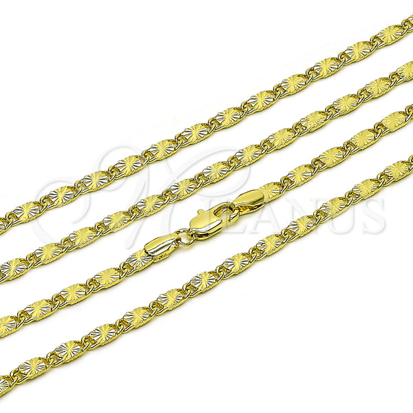 Oro Laminado Basic Necklace, Gold Filled Style Mariner Design, Diamond Cutting Finish, Golden Finish, 04.213.0343.24 (Thickness, 24 Inches Length)