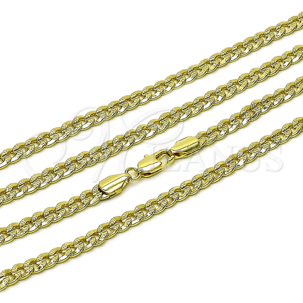 Oro Laminado Basic Necklace, Gold Filled Style Concave Cuban Design, Polished, Golden Finish, 04.213.0344.24