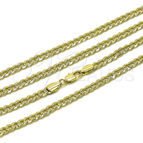 Oro Laminado Basic Necklace, Gold Filled Style Concave Cuban Design, Polished, Golden Finish, 04.213.0344.24