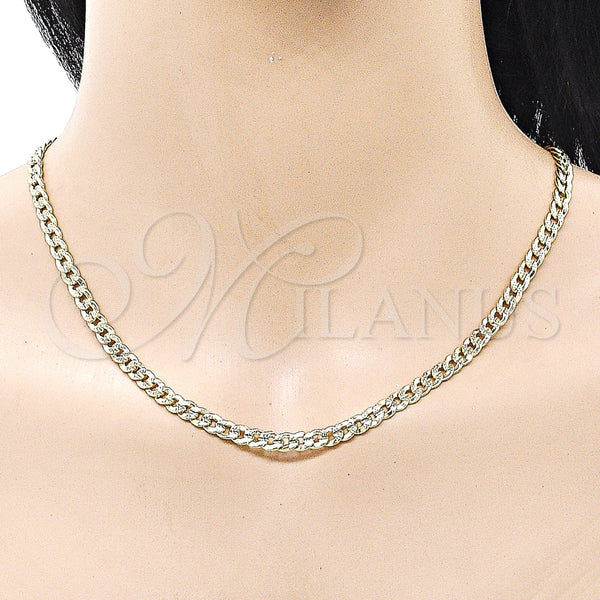 Gold Filled Necklace — Basic Necklace Concave Cuban Design Polished 04. Thickness — alternate product view — SKU 159813 | Oro Laminado collar — básico Necklace Concave Cuban diseño pulido 04. Thickness — SKU 159813