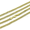 Oro Laminado Basic Necklace, Gold Filled Style Concave Cuban Design, Polished, Golden Finish, 04.213.0344.24 (Thickness, 24 Inches Length)