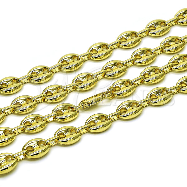 Oro Laminado Fancy Necklace, Gold Filled Style Puff Mariner Design, Polished, Golden Finish, 04.213.0345.24