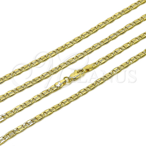 Oro Laminado Basic Necklace, Gold Filled Style Mariner Design, Diamond Cutting Finish, Golden Finish, 04.213.0346.24